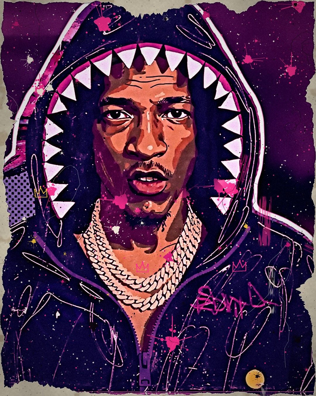 Graffiti paper puppet artwork for the $$$ Pack